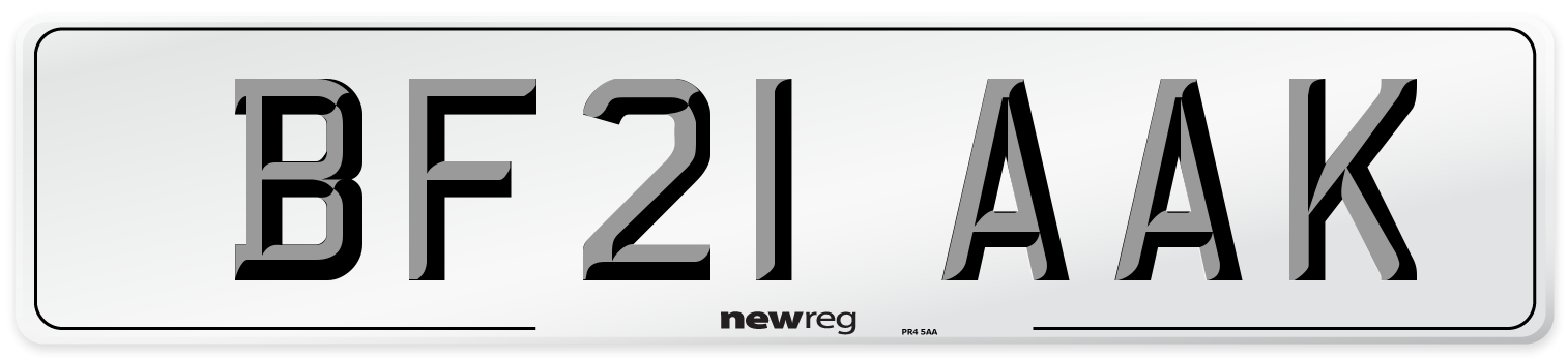 BF21 AAK Number Plate from New Reg